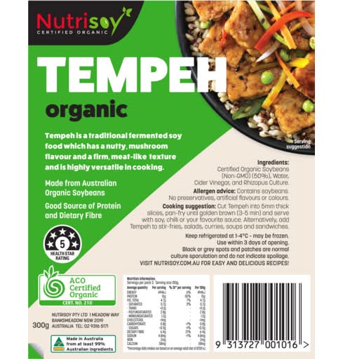 Nutrisoy Plain Tempeh (300g)