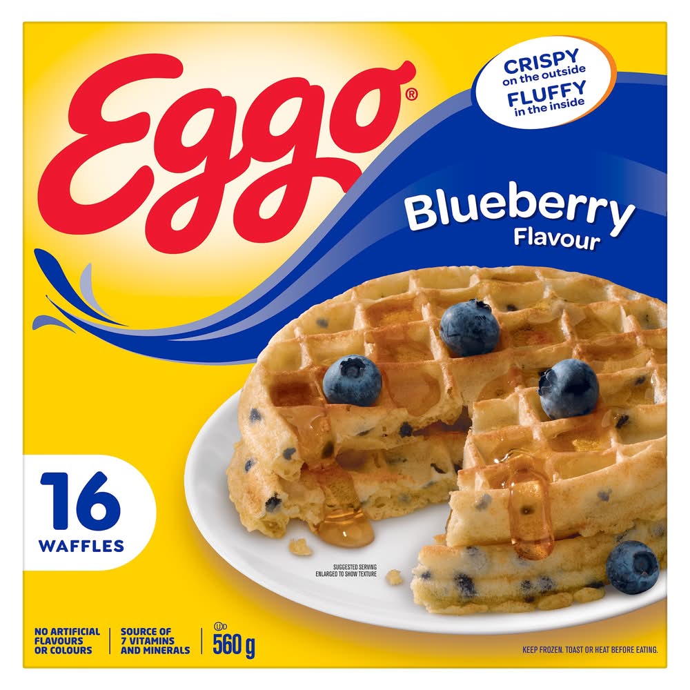 Eggo Crispy Fluffy Waffles, Blueberry (560 g, 16 ct)