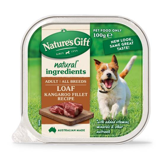 Nature's Gift Adult Wet Dog Food Loaf Kangaroo Fillet Recipe 100g