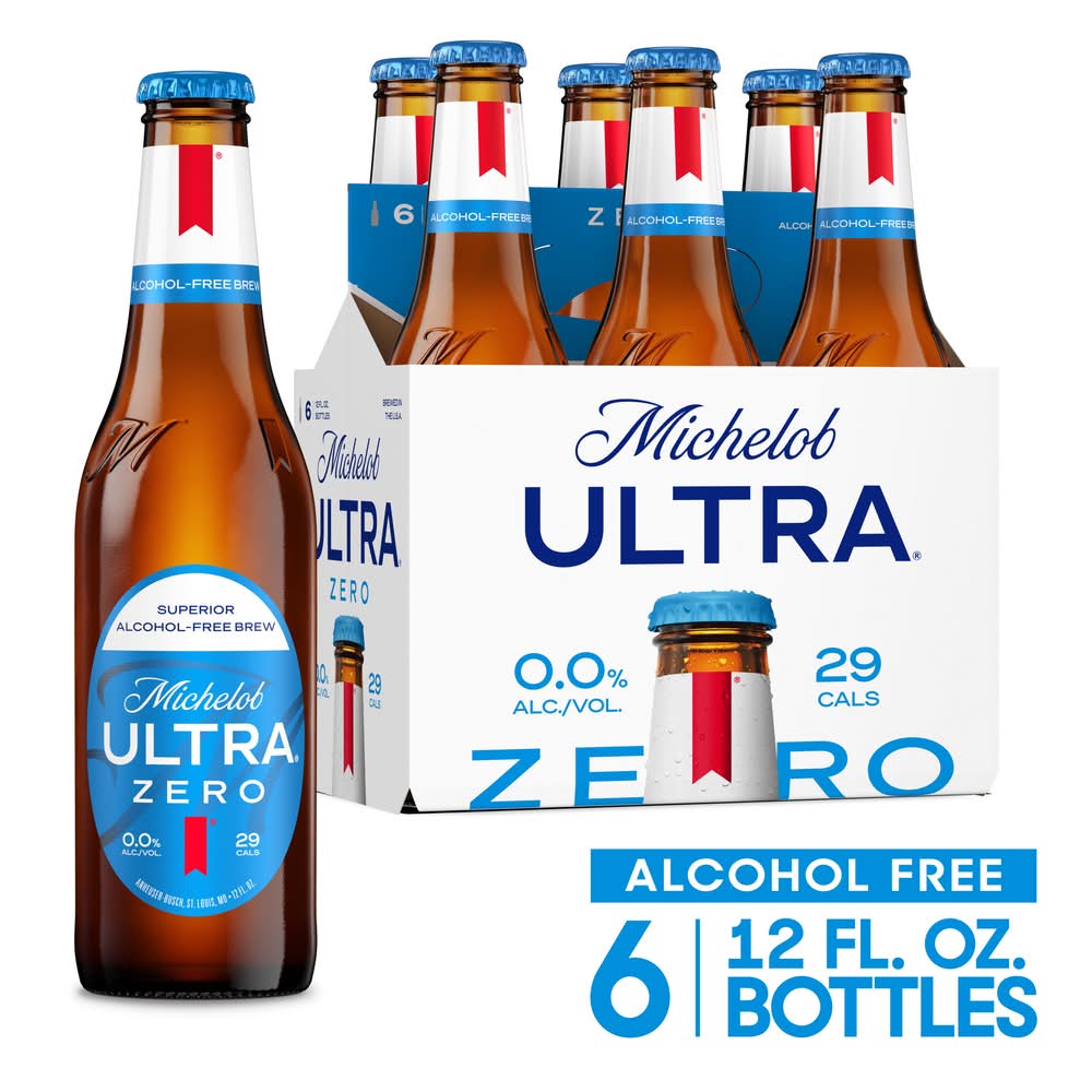 Michelob Zero Non-Alcoholic Lager Beer (6 x 12 fl oz)