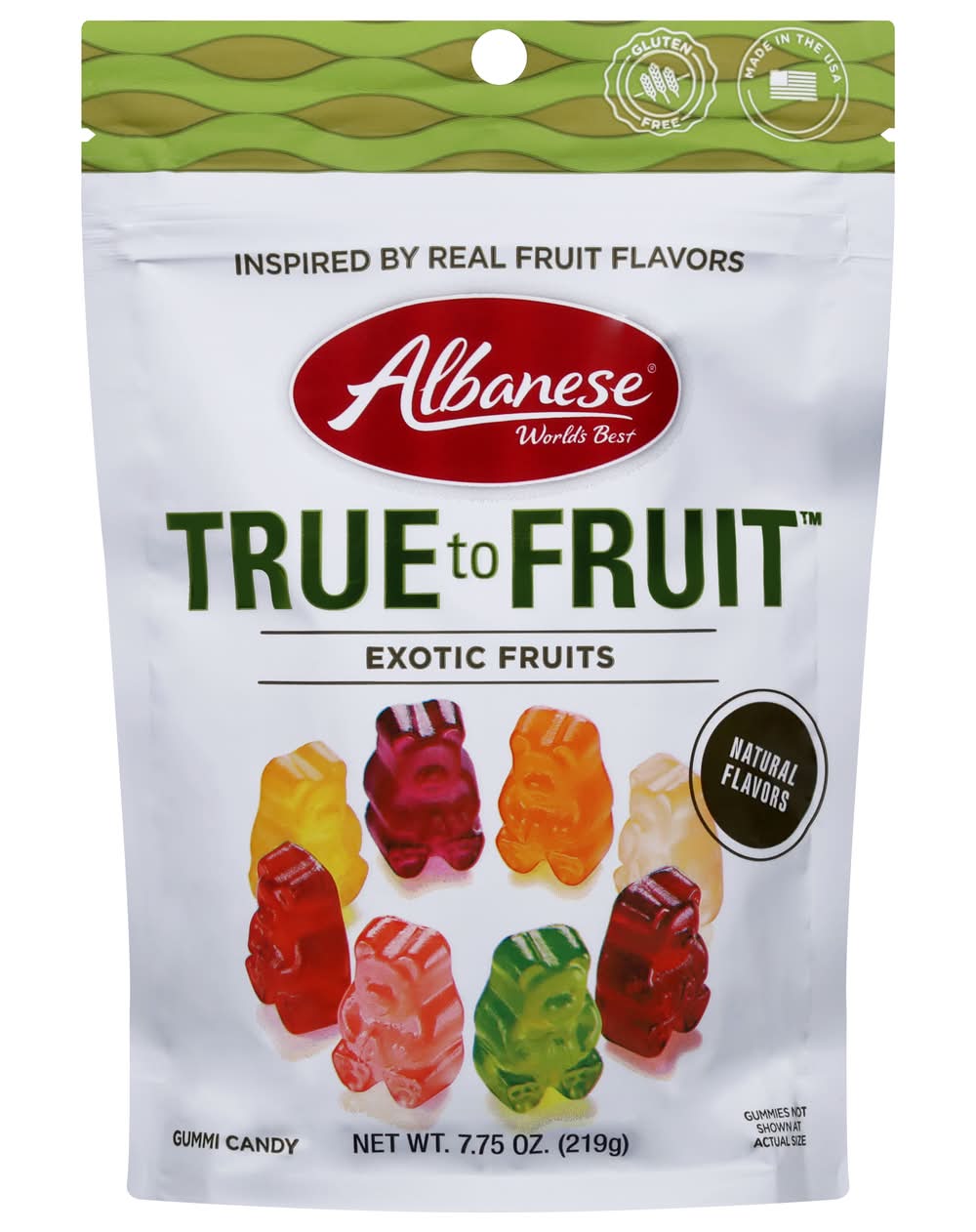 Albanese World's Best True To Fruit Exotic Fruit Candy Gummi Bears, Assorted (7.75 oz)