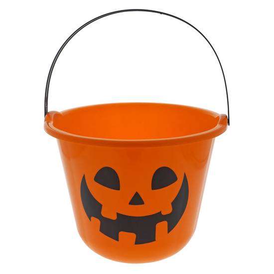 Dollarama Halloween-Orange Pumpkin Plastic Bucket (9"D x 6.75"H)