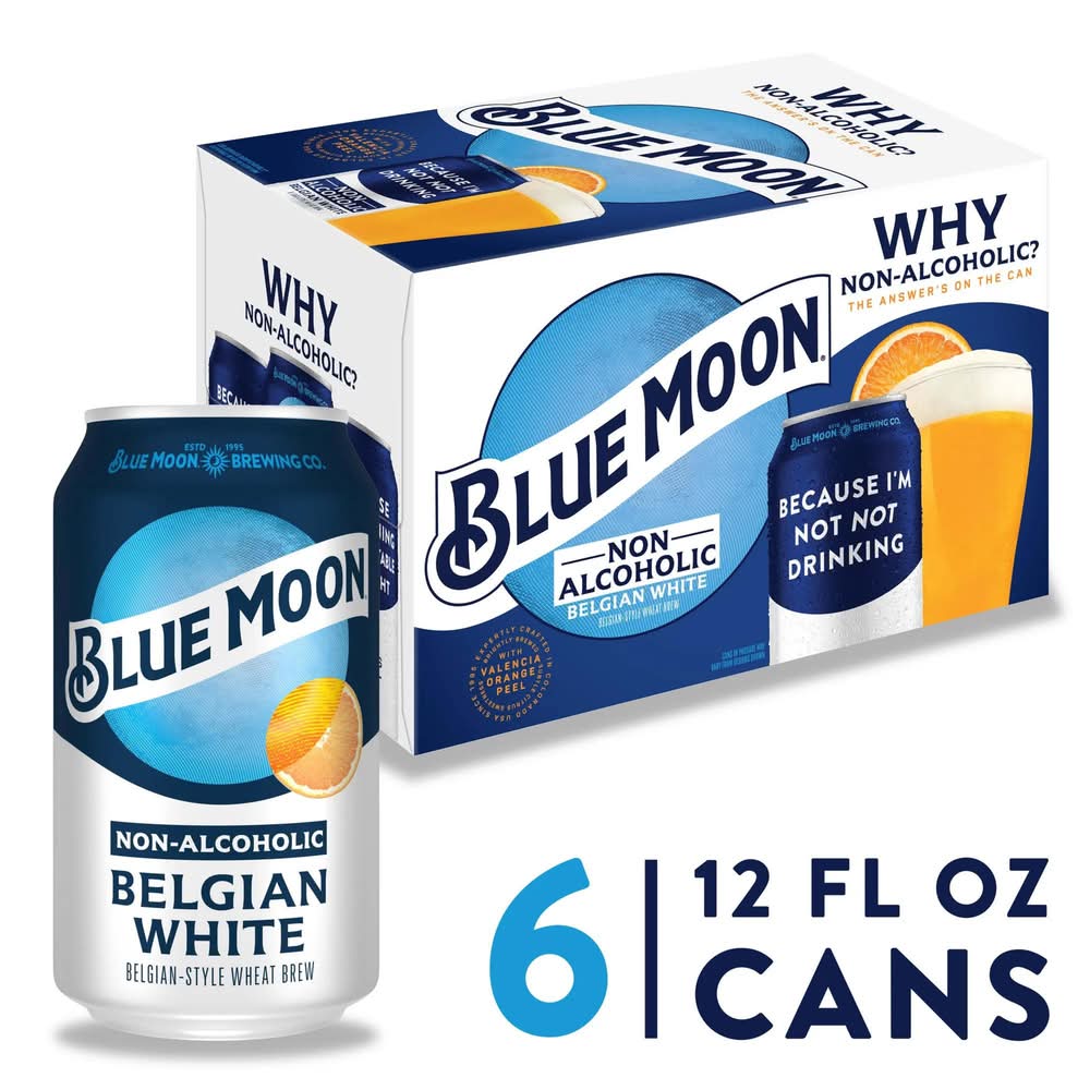 Blue Moon Non-Alcoholic Belgian Style Wheat Beer (6 x 12 fl oz)