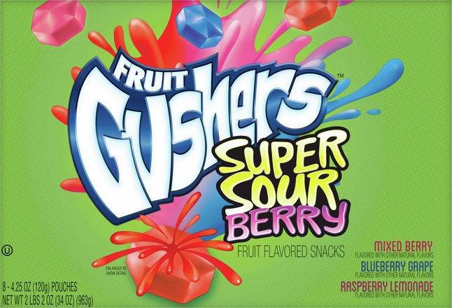 Fruit Gushers Super Sour Berry Fruit Flavored Snacks (8 ct)