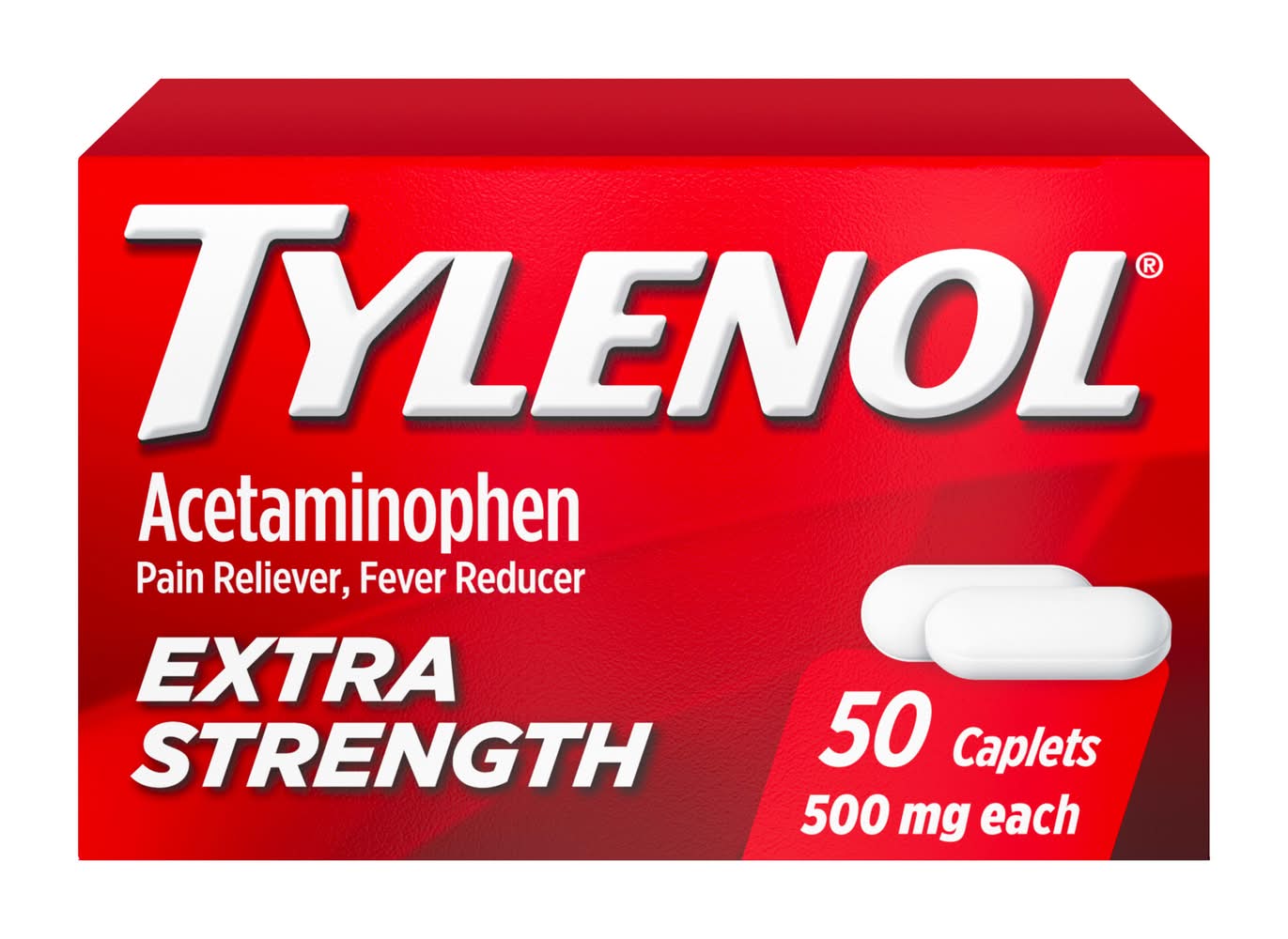 Tylenol Extra Strength 500 mg Acetaminophen Pain Reliever Caplets (3.2 oz, 50 ct)