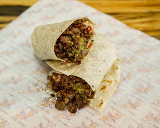 Carne Asada with Guacamole and Salsa Burrito