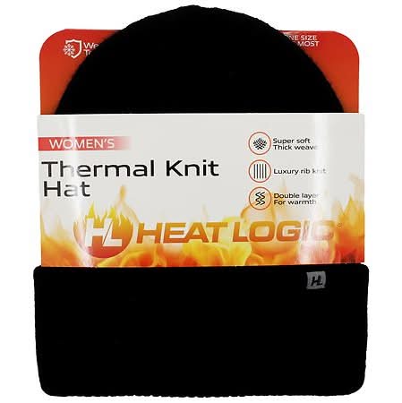 Heat Logic Thermal Knit Beanie With Cuff, Women, OSFM, Black