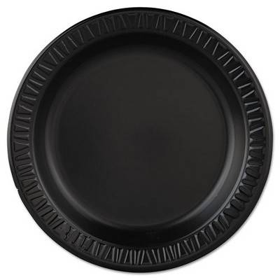 Dart Quiet Classic Laminated Foam Dinnerware, Plate, 9" dia, Black, 125/Pack, 4 Packs/Carton