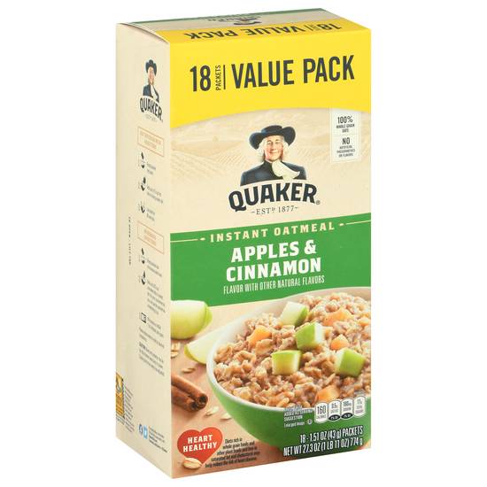 Quaker Apple & Cinnamon Instant Oatmeal (18 ct)