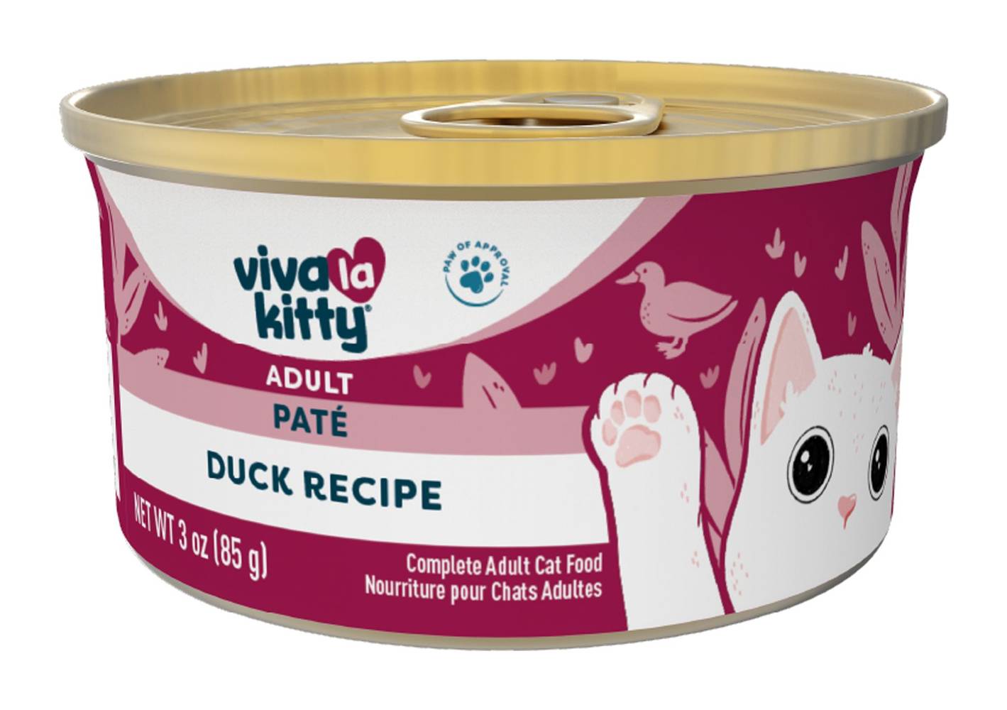 Viva La Kitty Adult Pate Wet Cat Food, Duck (3 oz)