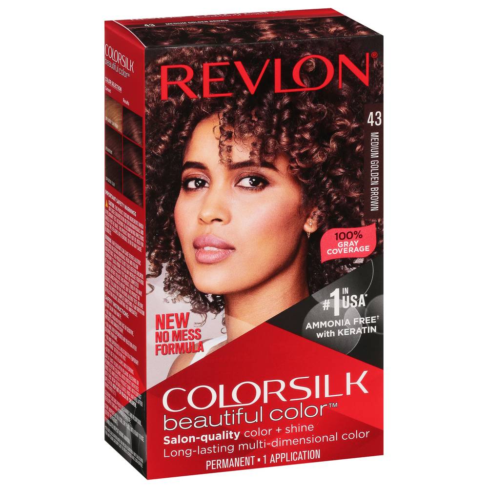 Revlon Colorsilk Beautiful Permanent Hair Color, Medium Golden Brown 43 (4.4 fl oz)