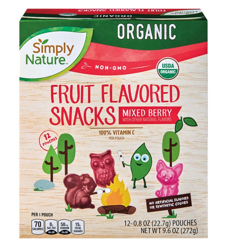 Simply Nature Organic Fruit Flavored Snacks, Mixed Berry (12 x 0.8 oz)