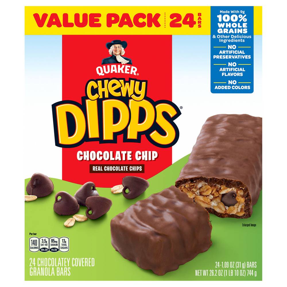 Quaker Chewy Dipps Granola Bars, Chocolate Chip (1.09 oz, 24 ct)