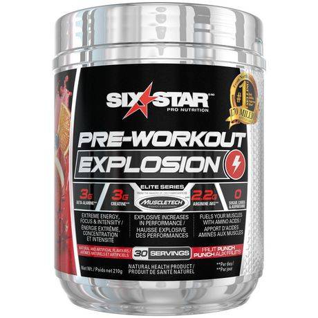 Six Star Pro Nutrition Pre-Workout Explosion Fruit Punch Powder (207 g)