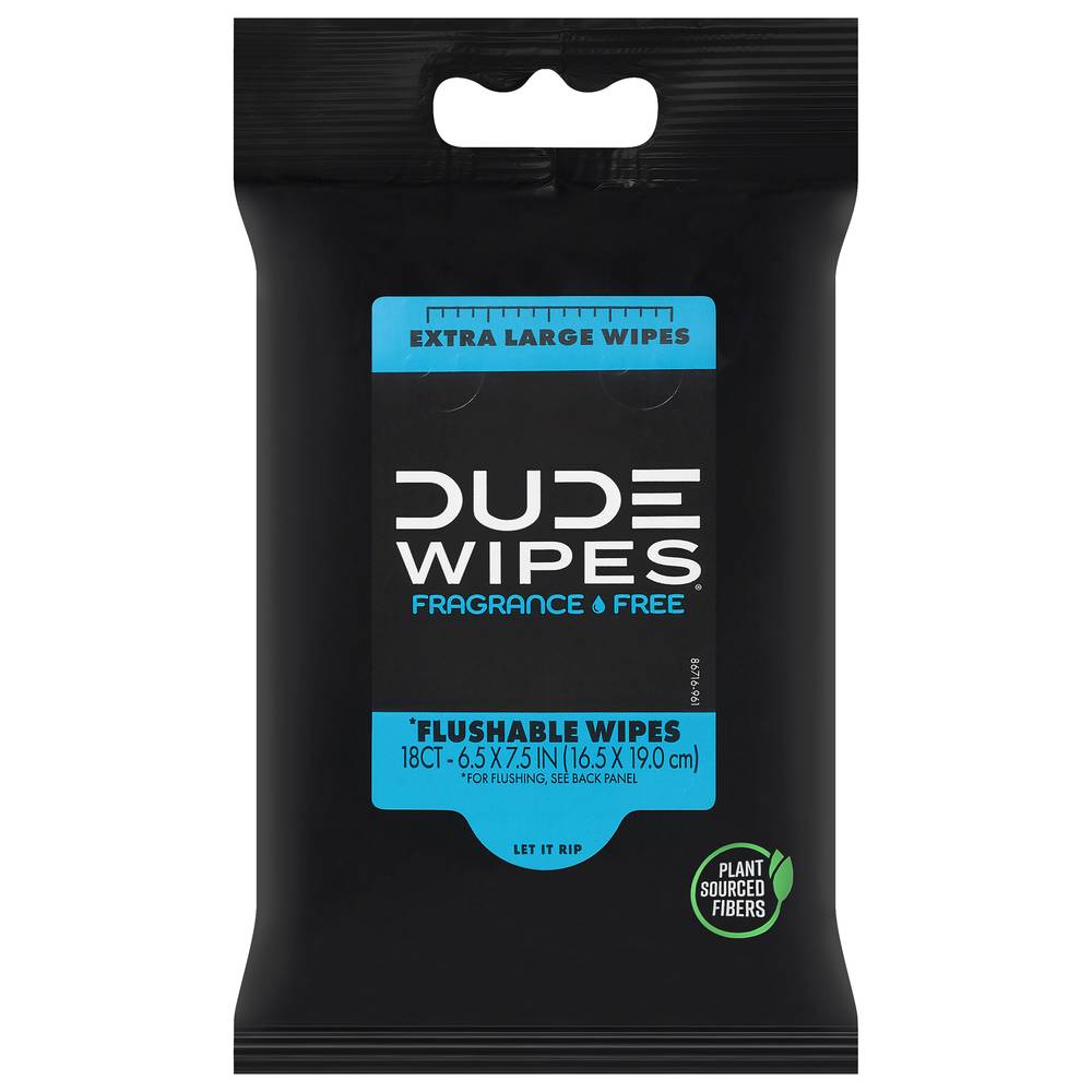 Dude Wipes Unscented Fragrance Free Flushable Wipes (extra large)
