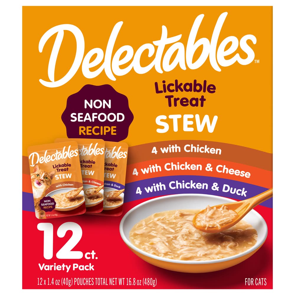 Delectables Non-Seafood Recipe Variety pack Lickable Stew Treats For Cats (16.8 oz, 12 ct)