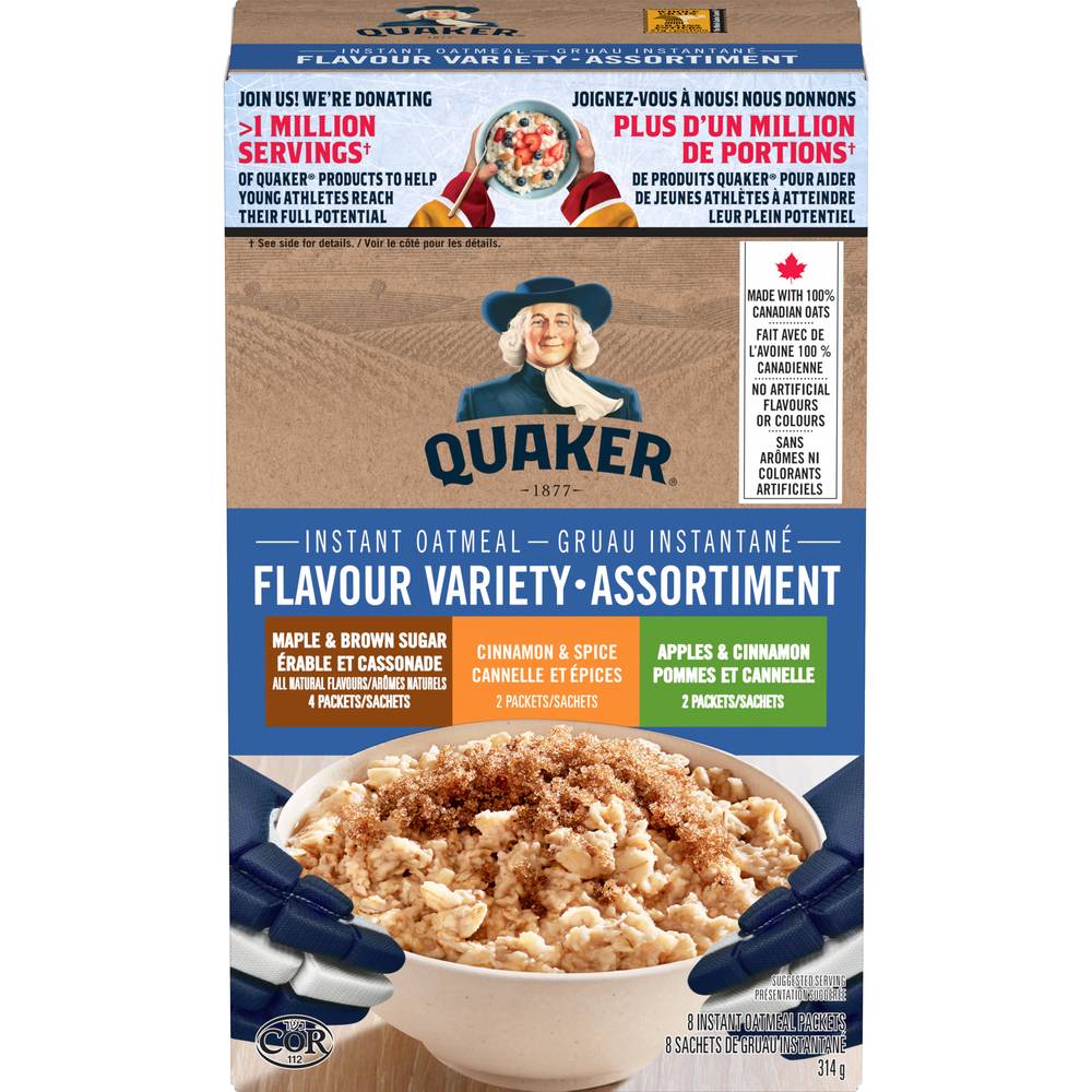 Quaker 3 Flavour Variety Instant Oatmeal (8 ct, 40 g)