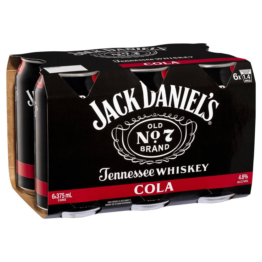 Jack Daniels & Cola Can 375mL  X 6 pack