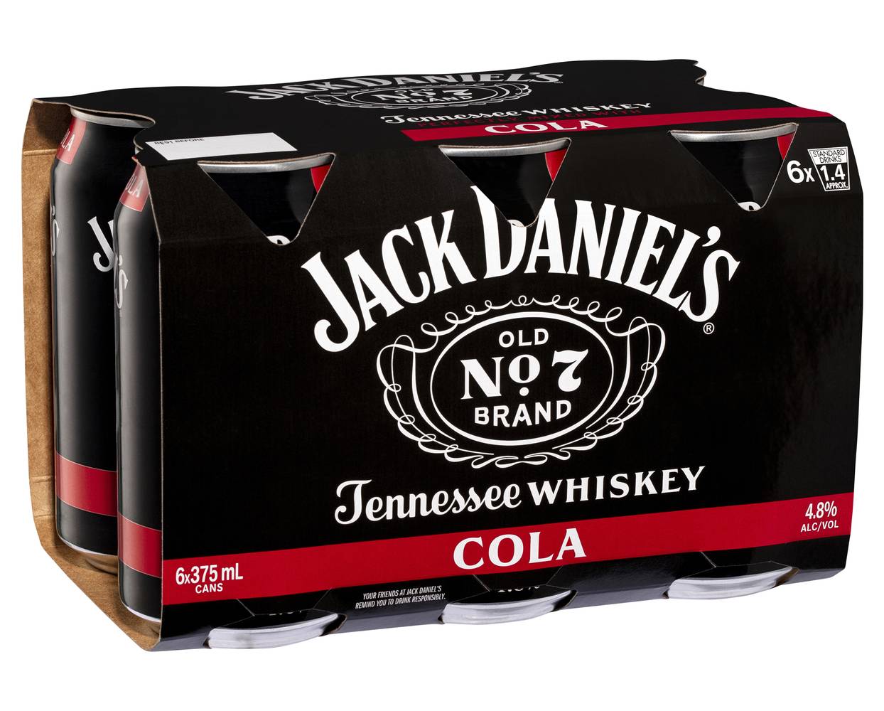 Jack Daniels & Cola Can 375mL  X 6 pack