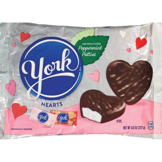 York Dark Chocolate Covered Peppermint Patties Hearts, Valentine's Day Candy, 9.6 oz
