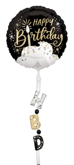 Inflated Satin Happy Birthday Air Walker Balloon, 24x69 in