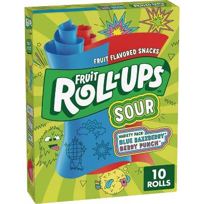 Fruit Roll-Ups Sour Fruit Flavored Snacks (10 ct)(blue razzberry-berry punch)