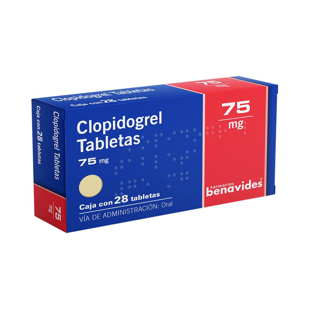 Farmacias benavides clopidogrel tabletas 75 mg (28 tabletas)