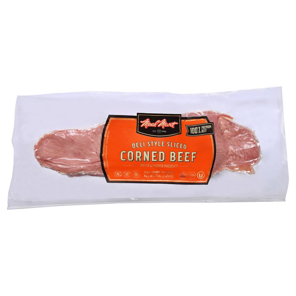 Meal Mart Glatt Kosher Sliced Corned Beef, 1.25 lbs