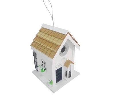 White Bird House With Suet Feeder