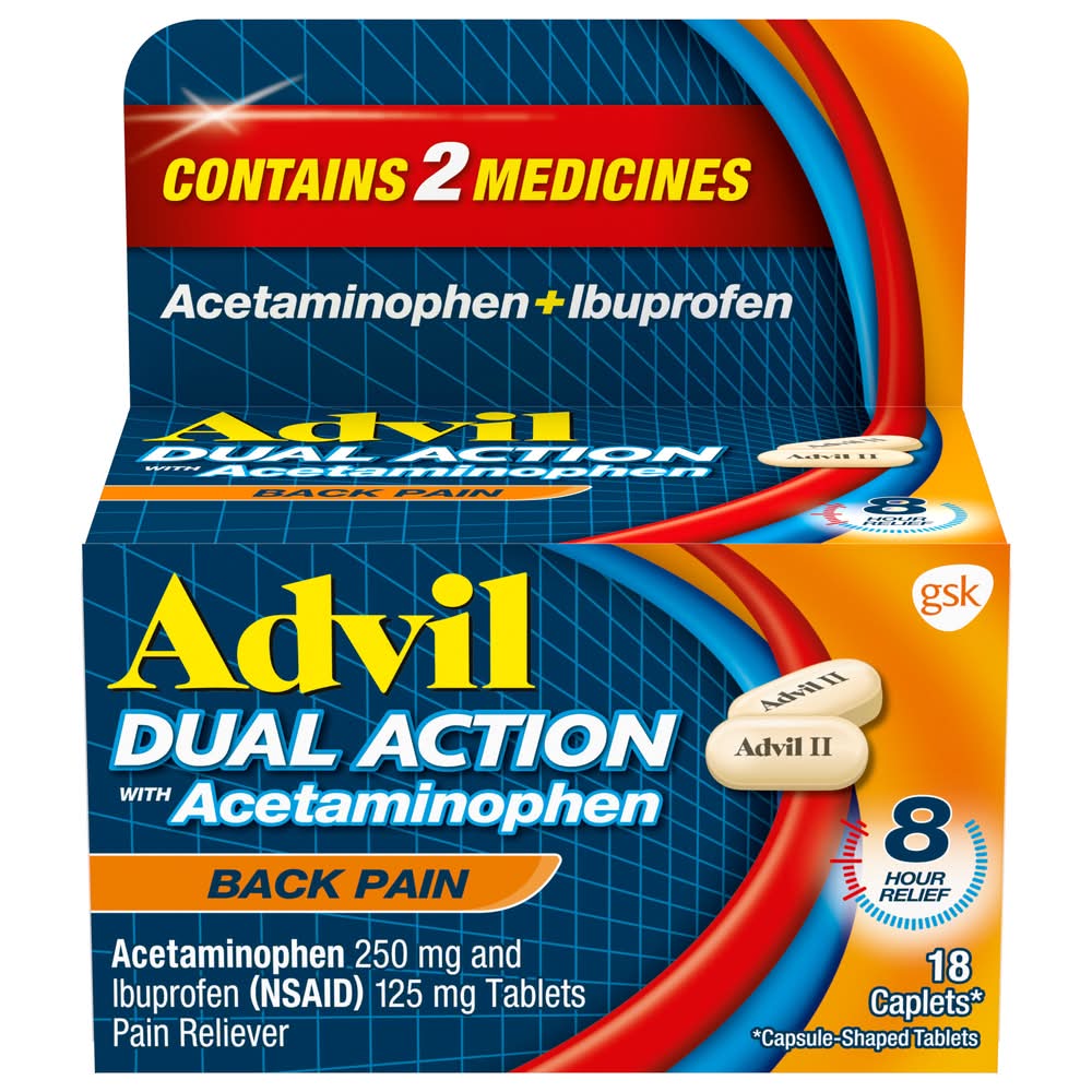 Advil Dual Action With Acetaminophen Back Pain Tablets (18 ct)