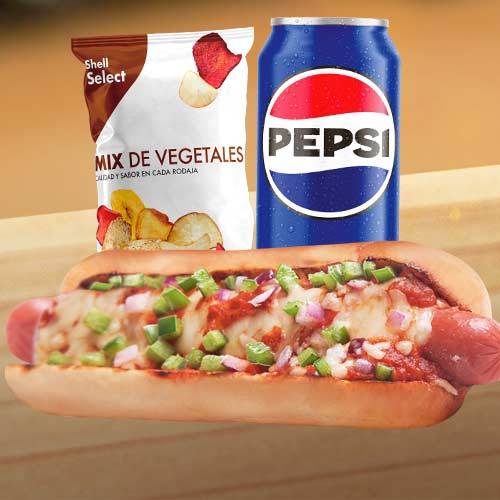 Combo Pizza Dog  + Pepsi + Mix Vegetales Shell Select 60g