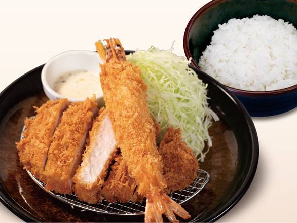 厚切りロースかつ＆有頭大海老フライ（1尾）定食