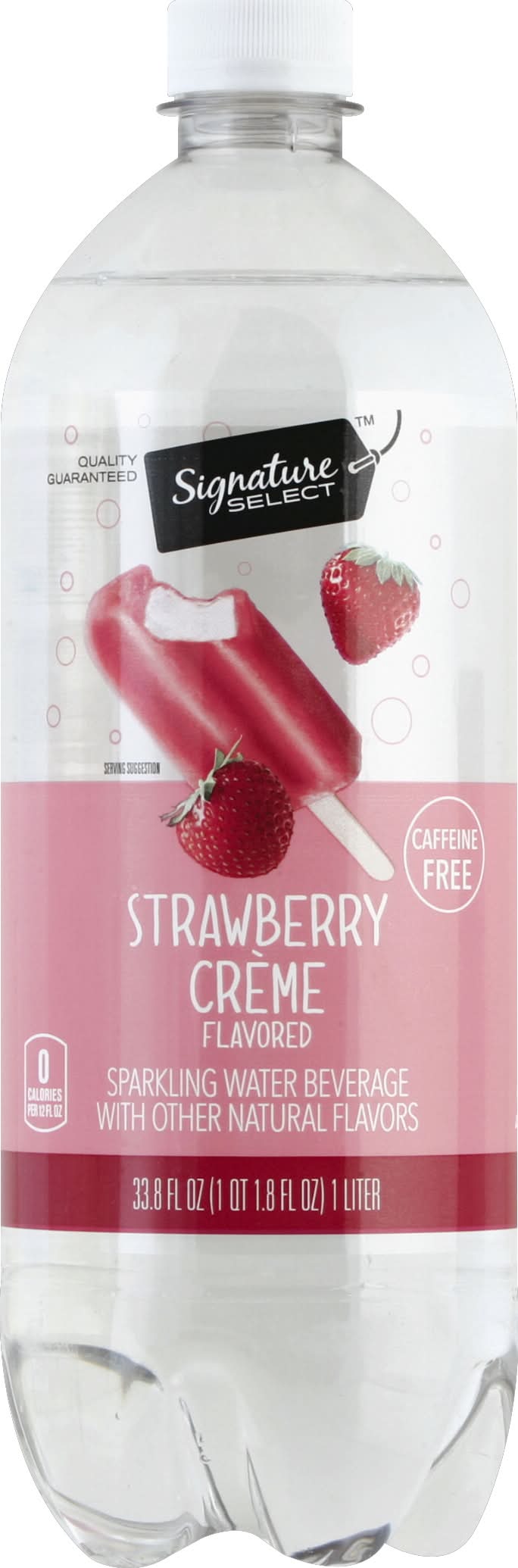 Signature Select Caffeine Free Flavored Sparkling Water Beverage, Strawberry Crème (33.8 fl oz)