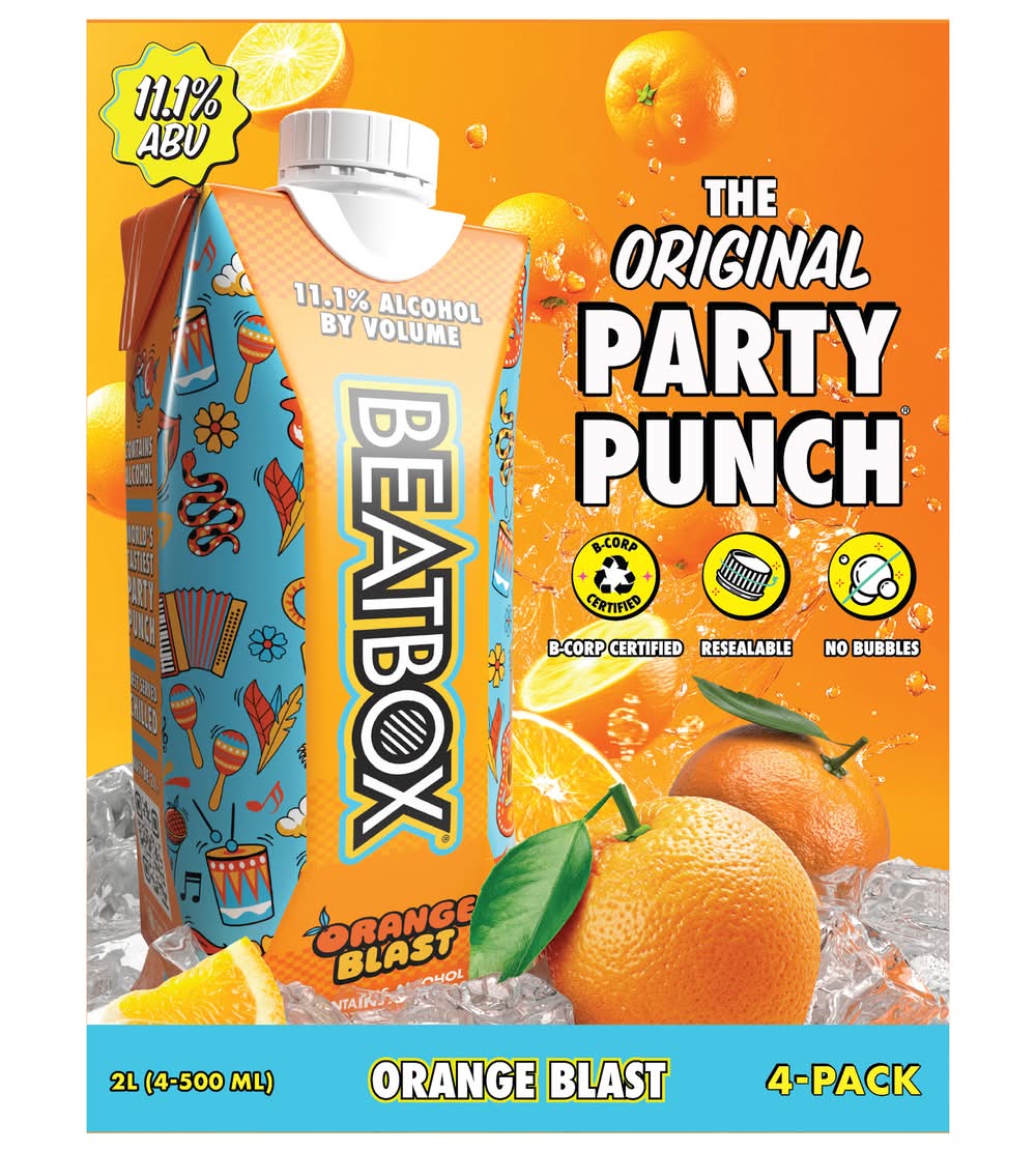 BeatBox The Original Party Punch Fruit Wine, Orange Blast (4 x 500 ml)