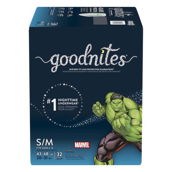 Goodnites Marvel Nighttime Underwear S/M (32 ct)