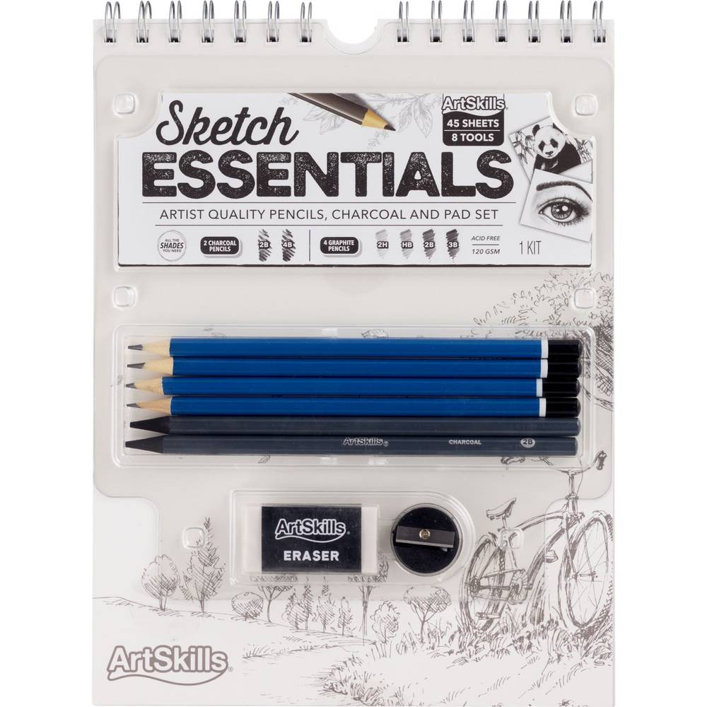 Artskills Sketch Essentials Pencils, Charcoal & Pad Set (9 ct)