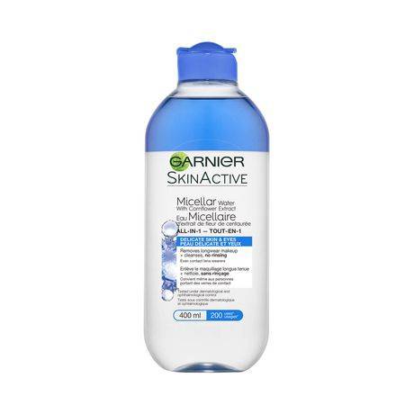 Garnier skinactive eau micellaire d'extrait de fleur de centaurée, tout-en-1 eau micellaire  peau délicate et yeux, 400 ml (micellar water, 400 ml) - skinactive micellar water with cornflower extract, all-in-1 micellar water  delicate skin & eyes, , 400 ml (micellar water, 400 ml)