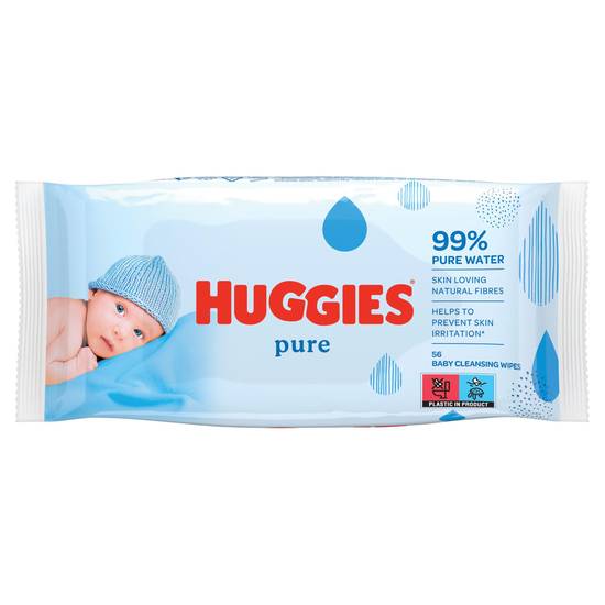 Huggies Pure Sensitive Newborn Wet Baby Wipes,  99% Water - 1 Pack (56 Wipes)