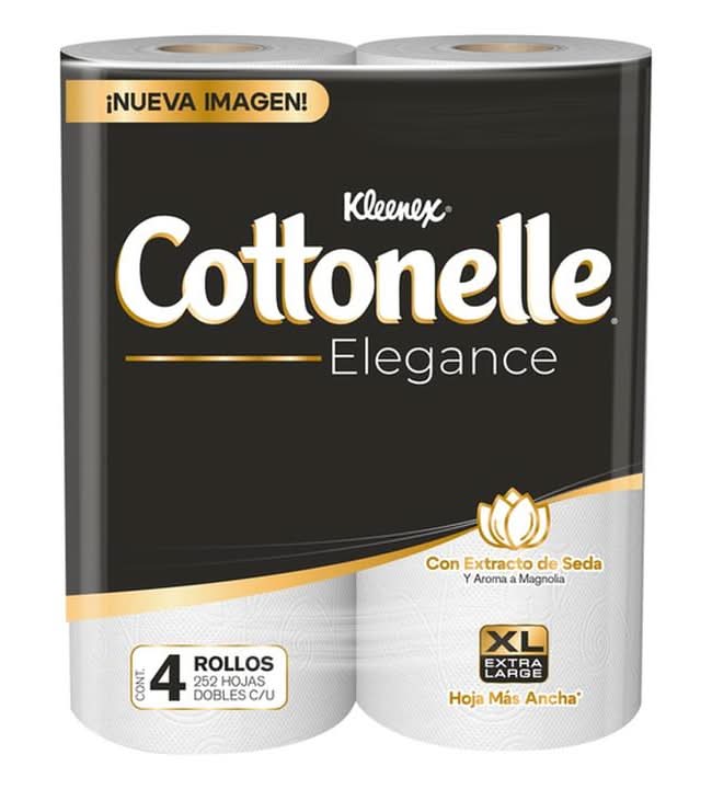 Kleenex · Cottonelle elegance papel higiénico de hojas dobles, magnolia, XL (4 un)