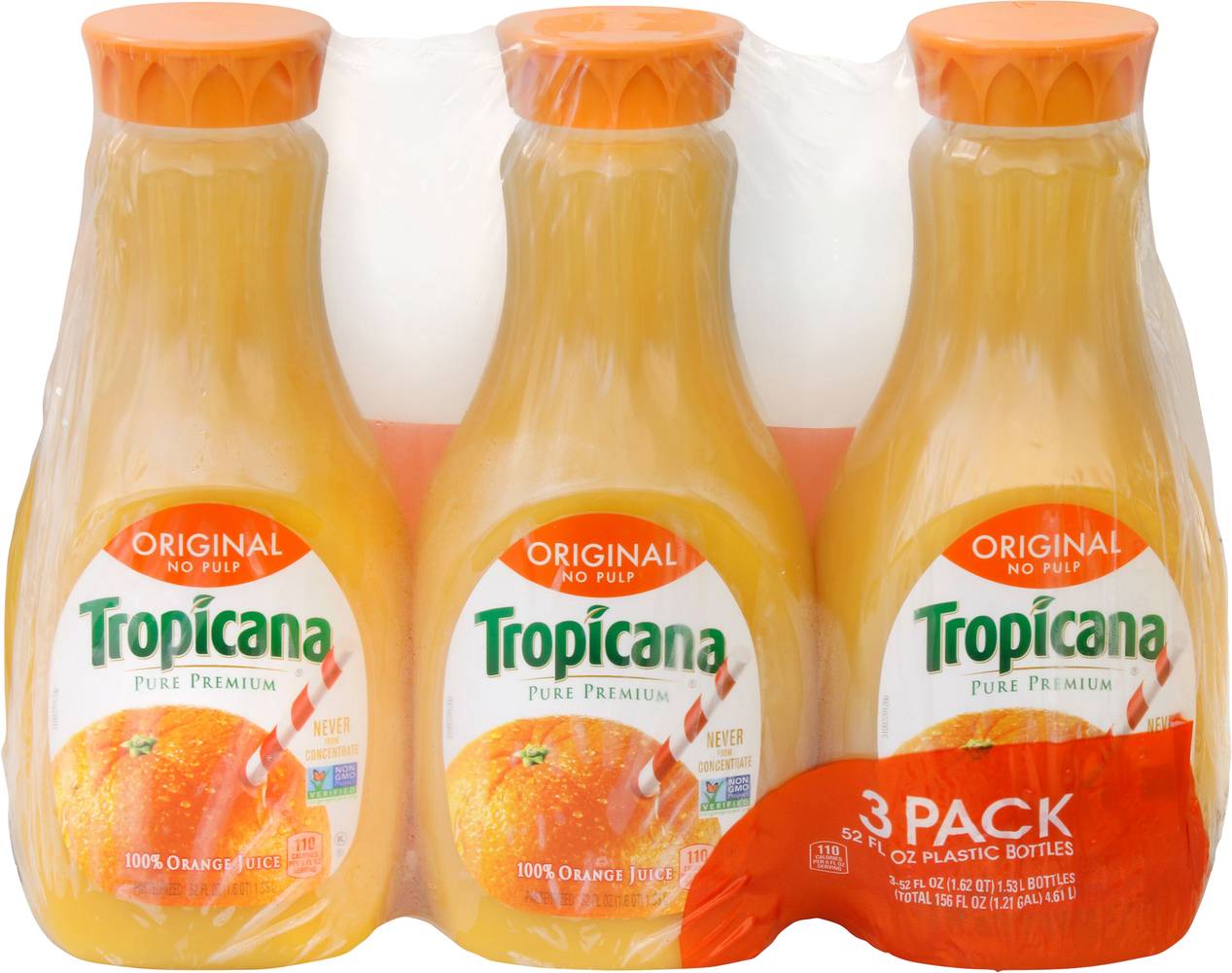 Tropicana Original No Pulp Orange Juice (3 ct, 52 fl oz)