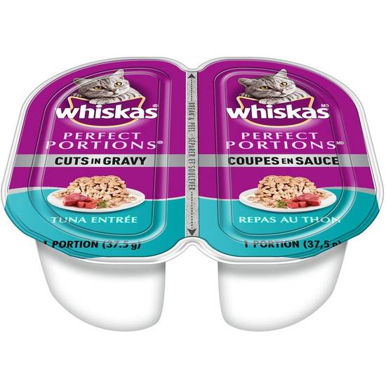 Whiskas repas pour chats au thon coupes en sauce, perfect portions (75 g) - perfect portions cuts in gravy tuna (2 x 37 g)