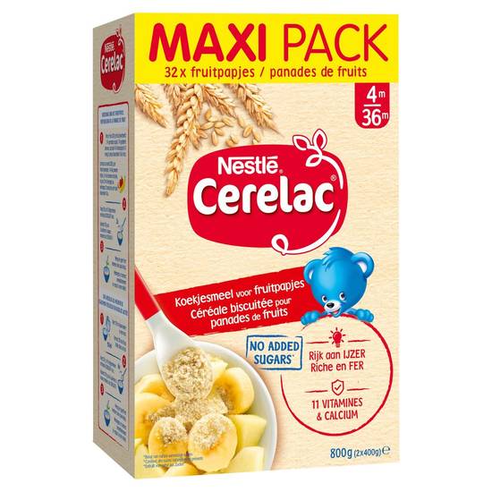 Nestlé Cerelac Koekjesmeel voor Fruitpap vanaf 4 maanden Maxipack 800g