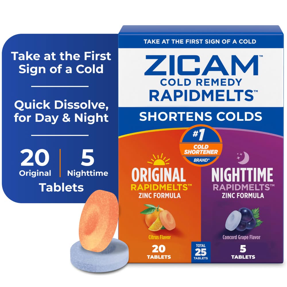 Zicam Cold Remedy Original & Nighttime Rapidmelts Quick Dissolve Tablets (25 ct)