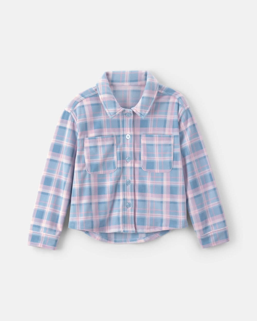 Girls Plaid Fleece Jacket - Blue - 12