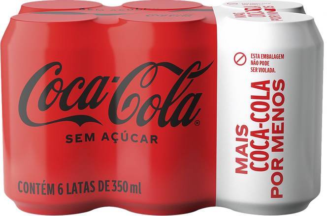 Coca-cola refrigerante de cola sem açúcar (6 un, 350 ml)