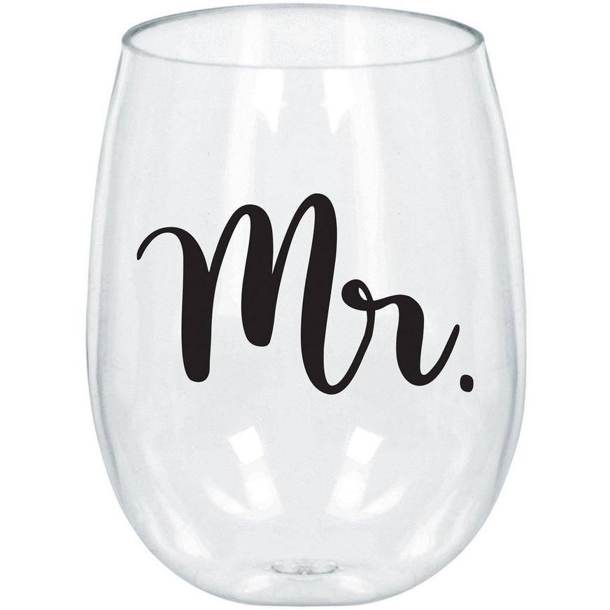 Mr. Stemless Wine Glass, 17.9oz - Wedding