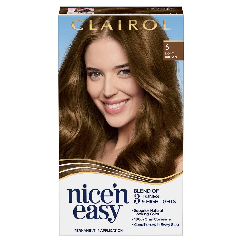 Clairol Nice'n Easy Permanent Hair Color, 6 Light Brown