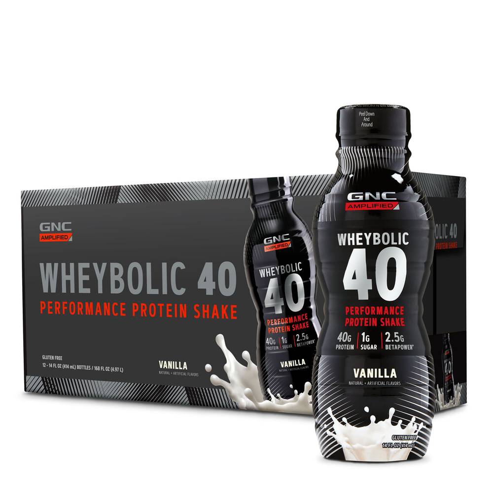 Gnc Amplified Wheybolic 40 Performance Protein Shake (12 pack, 14 fl oz) (vanilla)