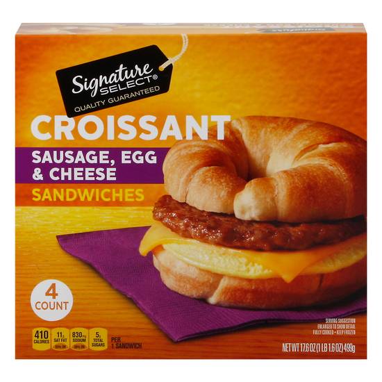 Signature Select Croissant Sausage, Egg & Cheese Sandwiches (4 ct)