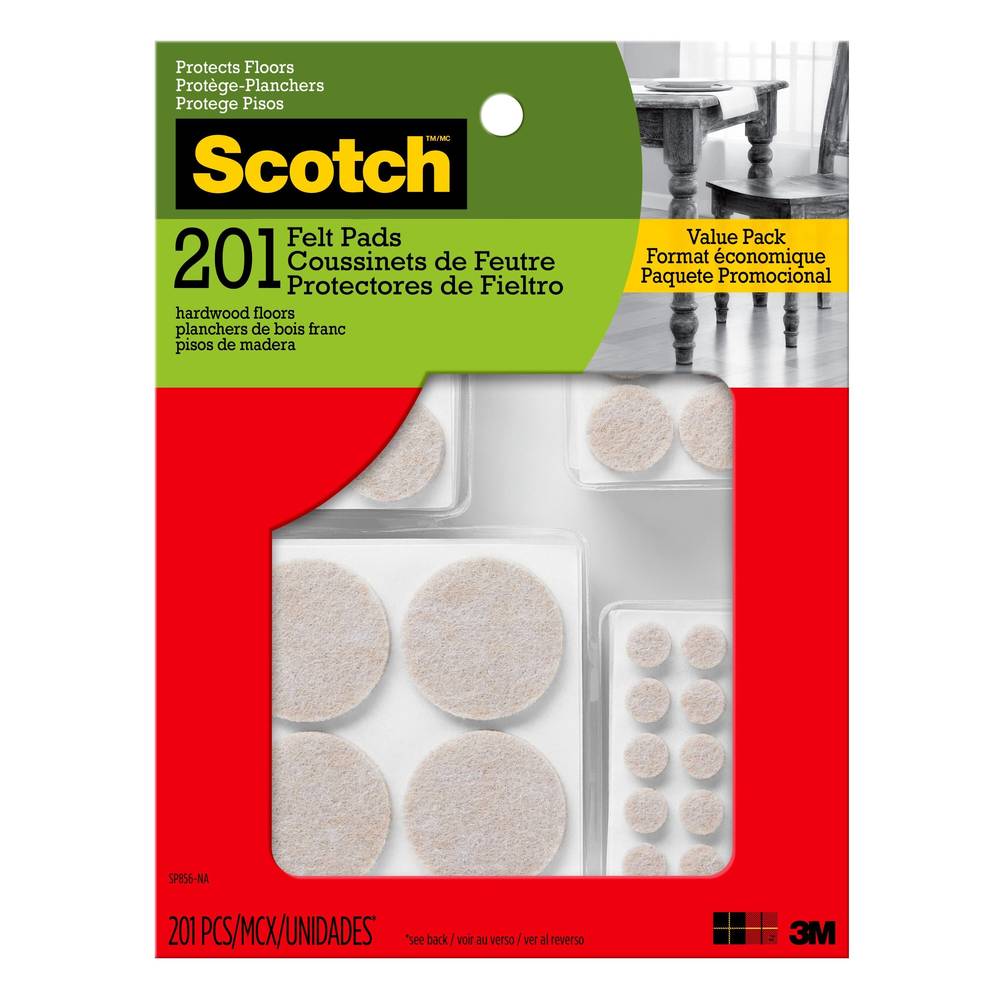 Scotch 201-Pack Assorted Beige Round Felt Furniture Pads | SP856-NA